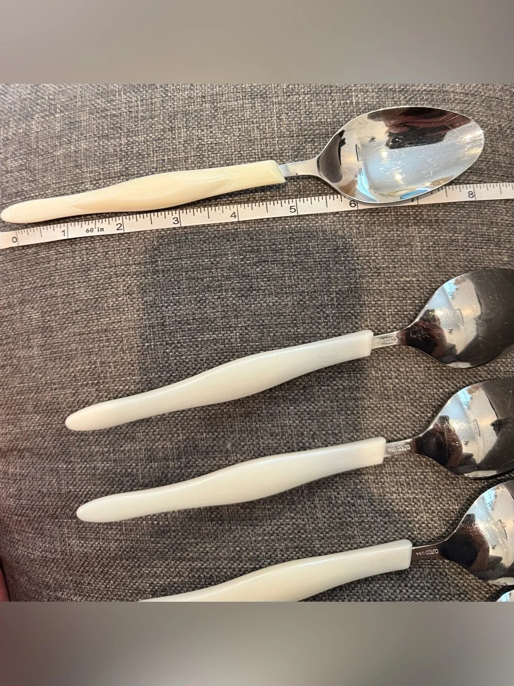 Cutco White Pearl 8” Soup Table Spoons Set of 6 Discontinued Flatware